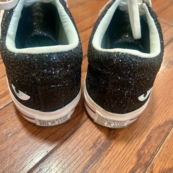 Converse x Chiara Ferragni All Star Ox Sneakers - Black Glitter Womens Size 8 - Picture 5 of 6